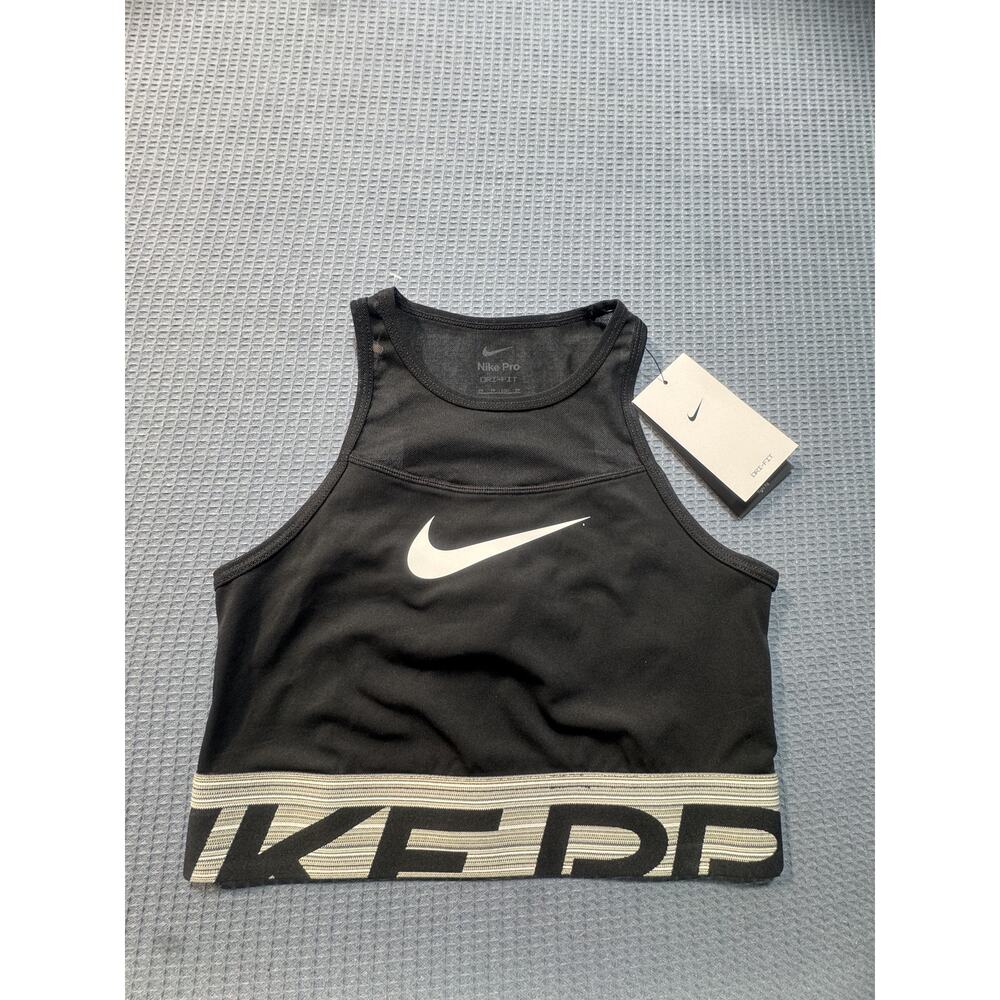 Nike Pro Dri-Fit Graphic Crop Top Women Sz S Black Brand New